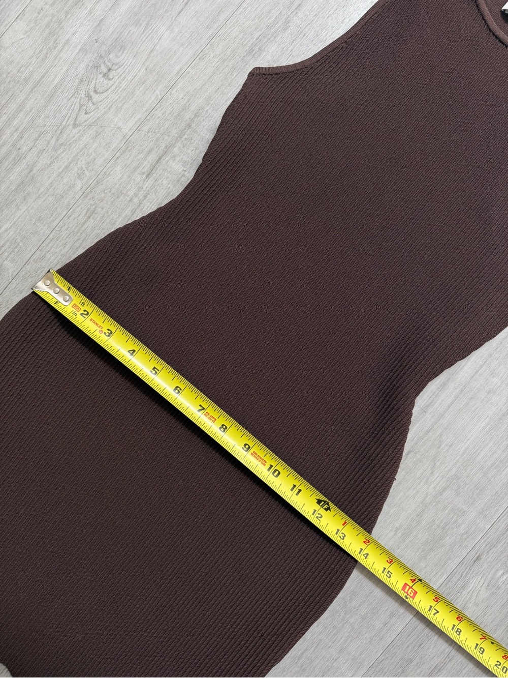 Aritzia Babaton Sculpt Ribbed Knit Racer Mini Dress in Rich Mocha Brown Size XS - Picture 11 of 11